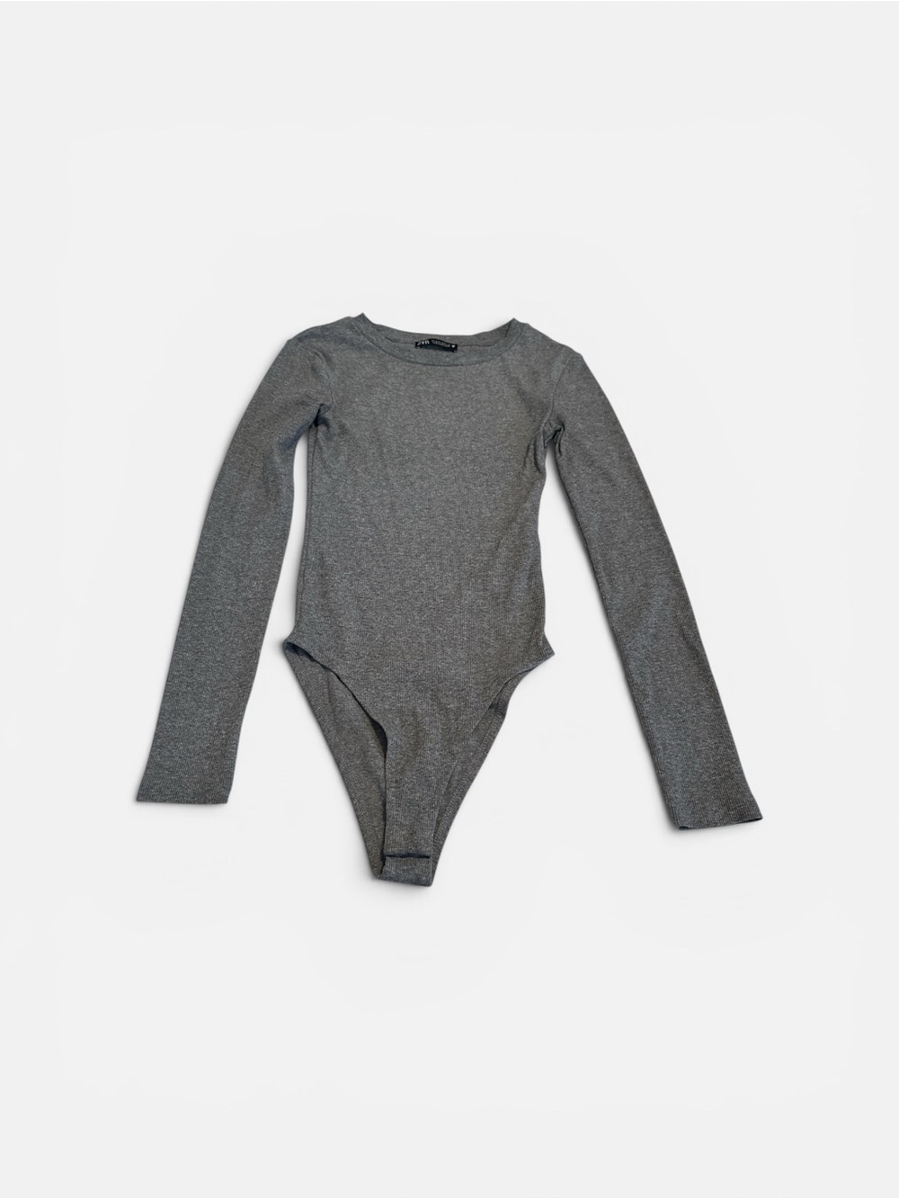 Zara Ribbed Long Sleeve Bodysuit Heather Gray